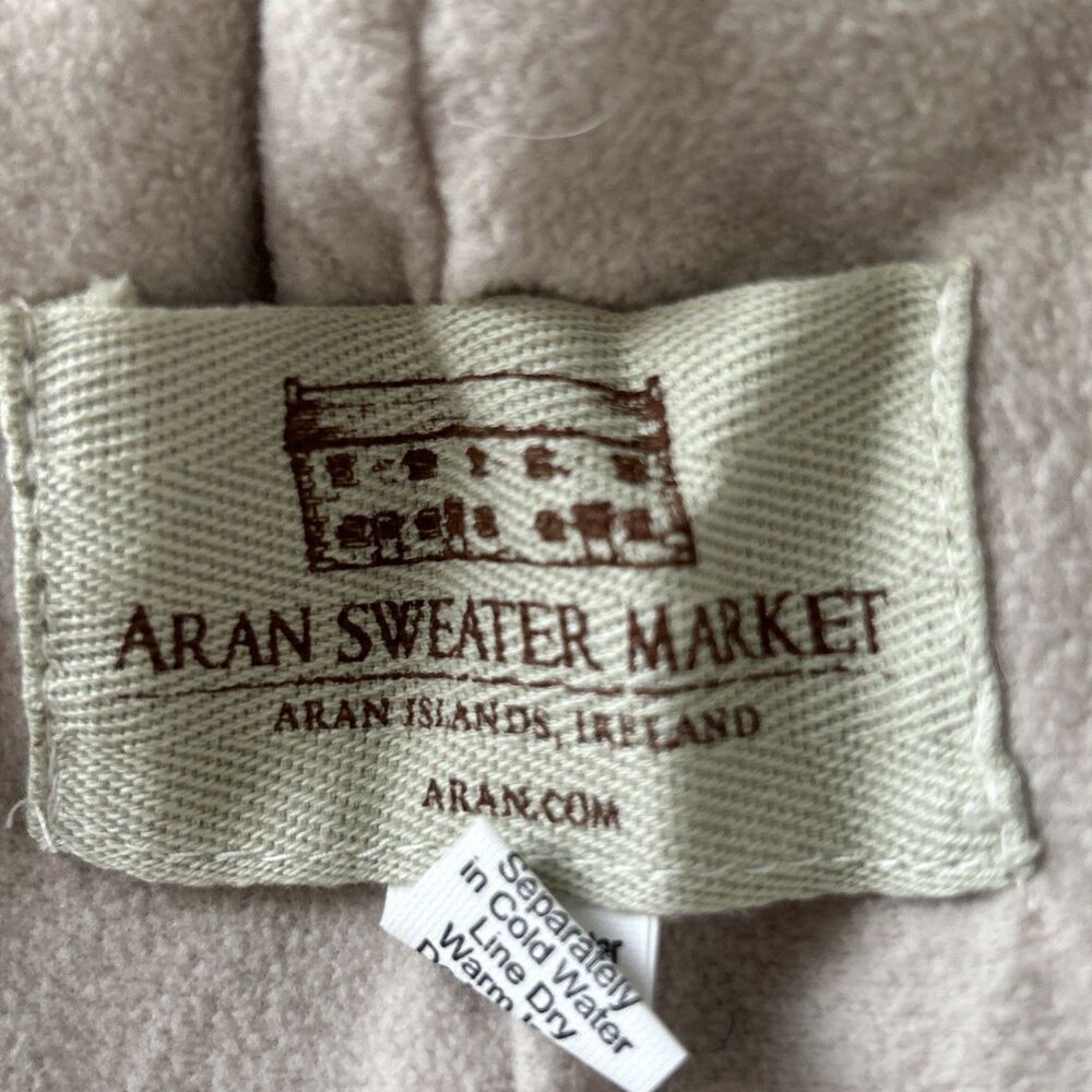 Aran Sweater Market Hat Cream/Grey Cable Knit Wool Knit Fleece Lined Beanie OS - Picture 7 of 8